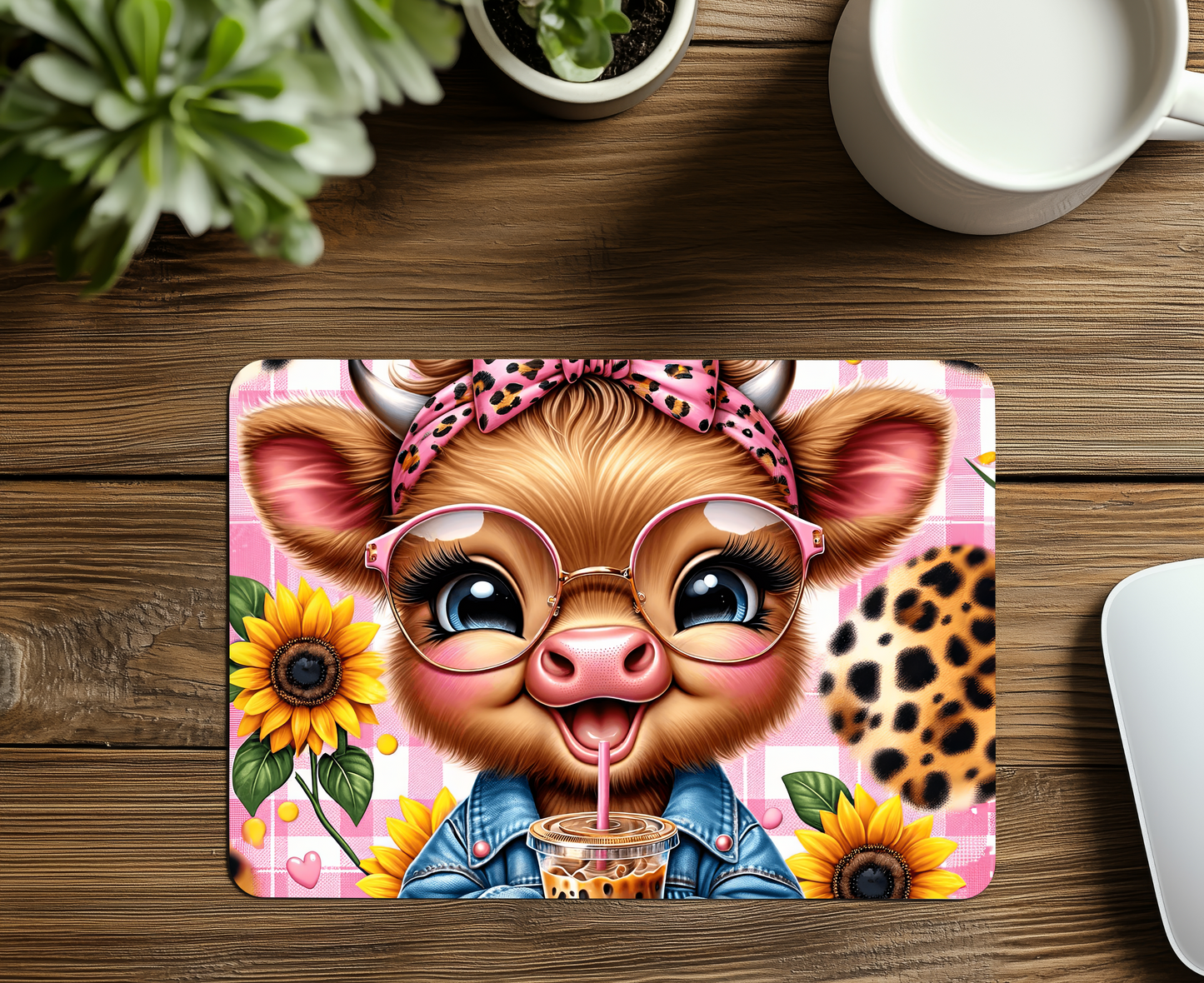 Coffee Highland Cow Mouse Pad