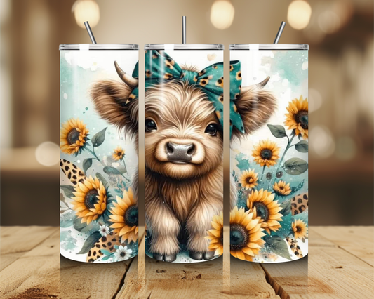 Sunflower Highland Cow