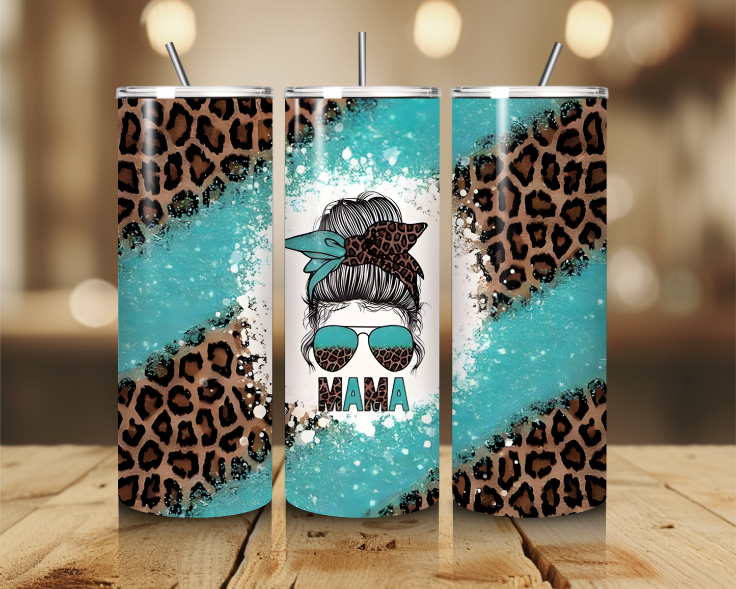Mama Teal Cheetah Print