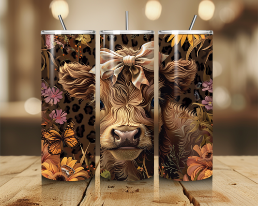 Floral Butterfly Highland Cow