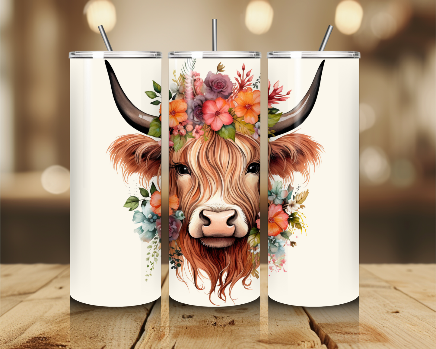 Floral Highland Cow