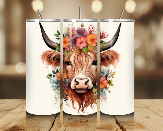 Floral Highland Cow