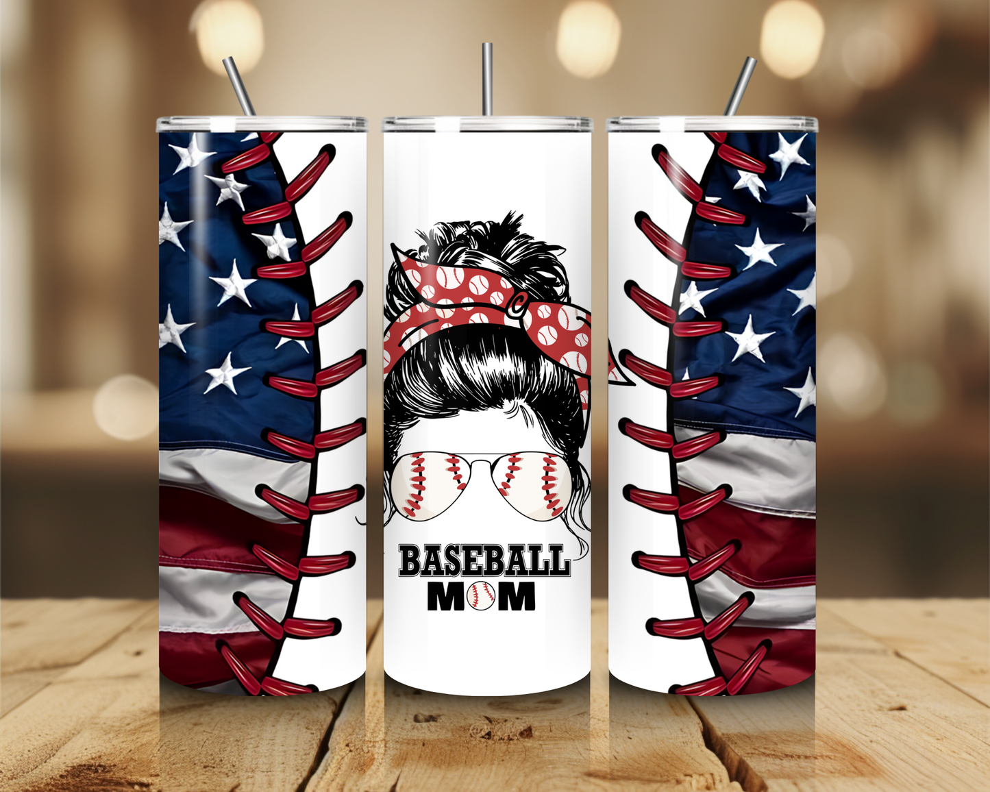 Baseball Mom American Flag