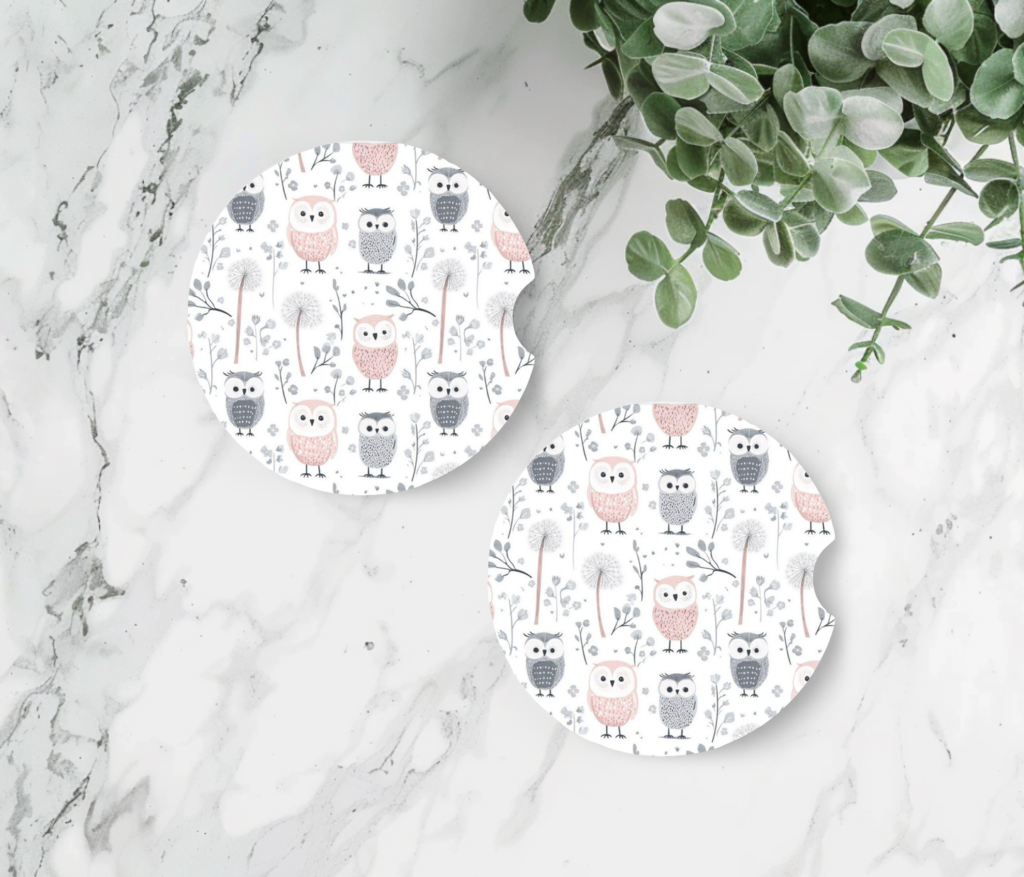 Pastel Grey and Pink Owls