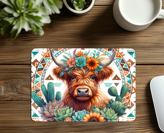 Highland Cow Western Mouse Pad