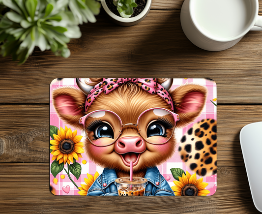 Coffee Highland Cow Mouse Pad