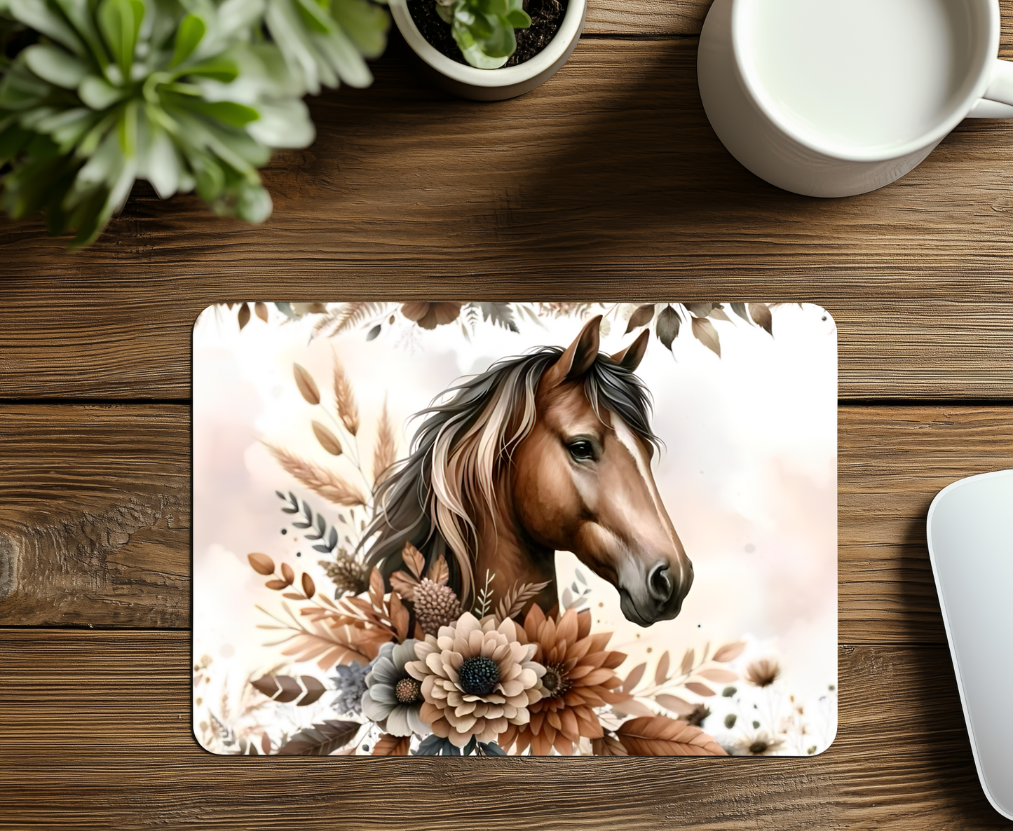 Floral Horse Mouse Pad