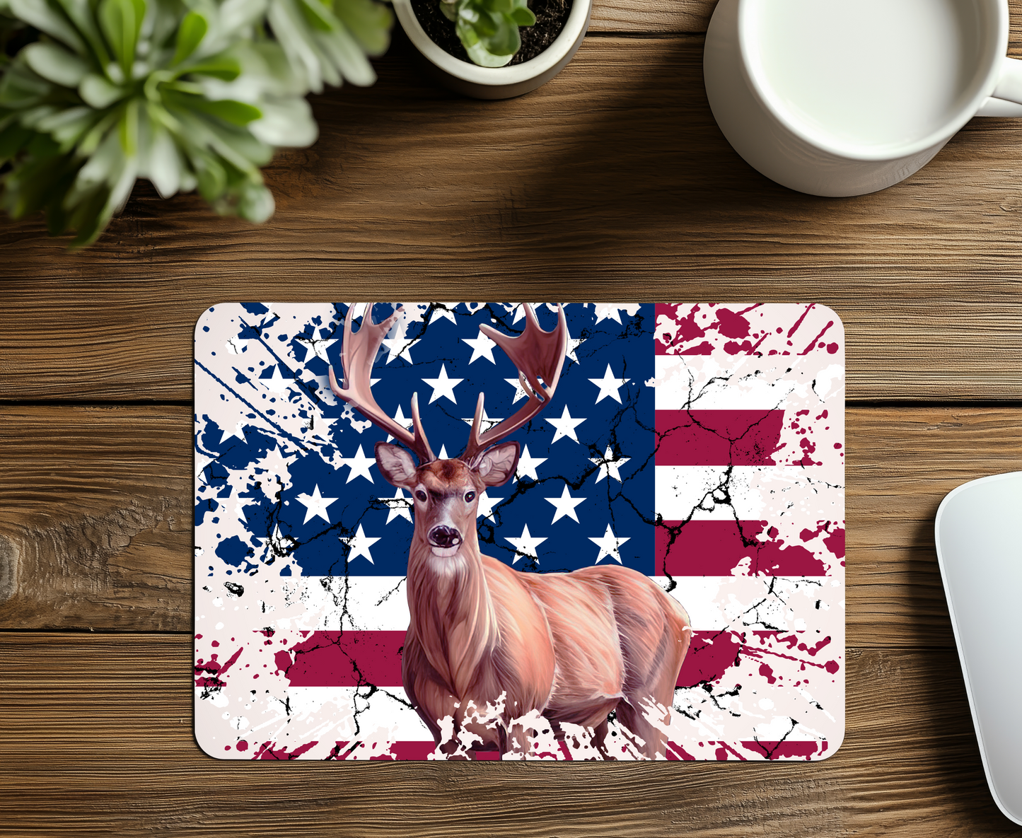 American Flag Deer Mouse Pad